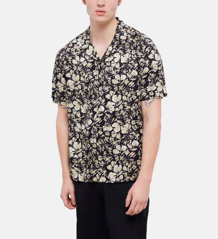 easy wear dress shirt -Floral Hawaiian Collar Shirt