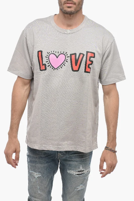 short sleeve t-shirt for men -Junya Watanabe by Comme de Garcons Crewneck LOVE Printed T-shirt