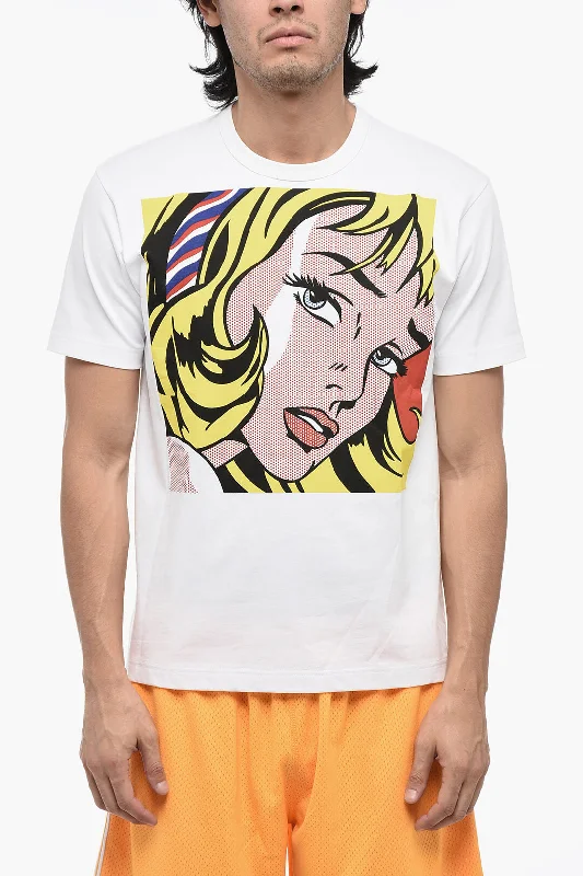 comfortable short sleeve workout shirt -Junya Watanabe Crewneck T-Shirt with Pop Art Print