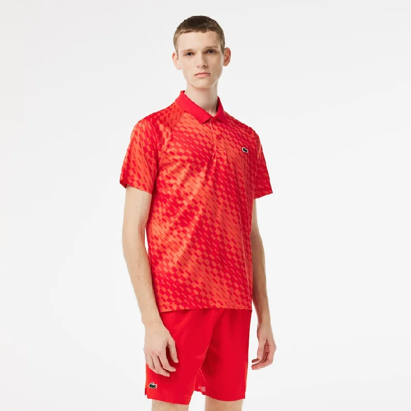 comfortable cotton short sleeve t-shirt -Lacoste Tennis x Novak Djokovic Fan Version Polo Red / Orange