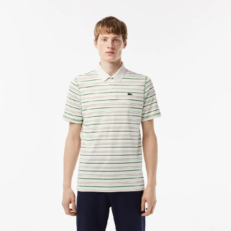 soft fabric short sleeve t-shirt -Men’s Golf Recycled Polyester Stripe Polo Flour