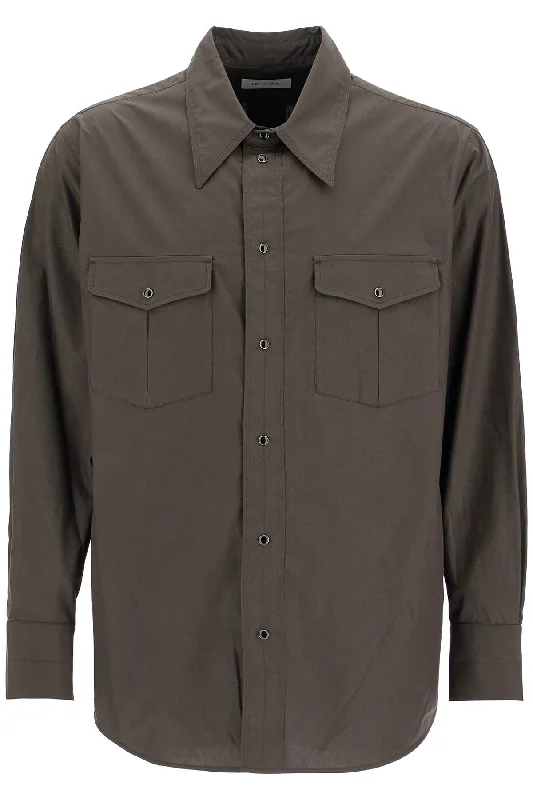 cool summer button up shirt -Lemaire Men's Western Shirt With Snap Buttons