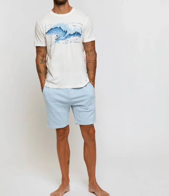 short sleeve high neck t-shirt -Mens Crewneck Tee In Mist Wave