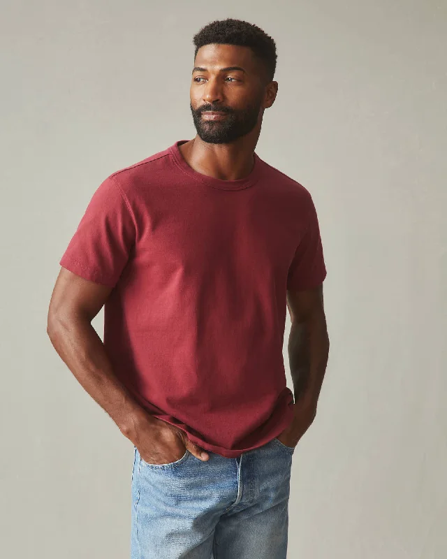 breathable cotton short sleeve t-shirt -Everest Tee - Tibetan Red