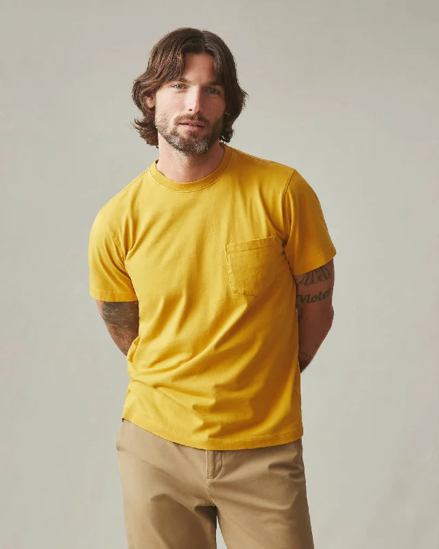 short sleeve t-shirt with animal print -Heavyweight Pocket Tee - Golden Honey