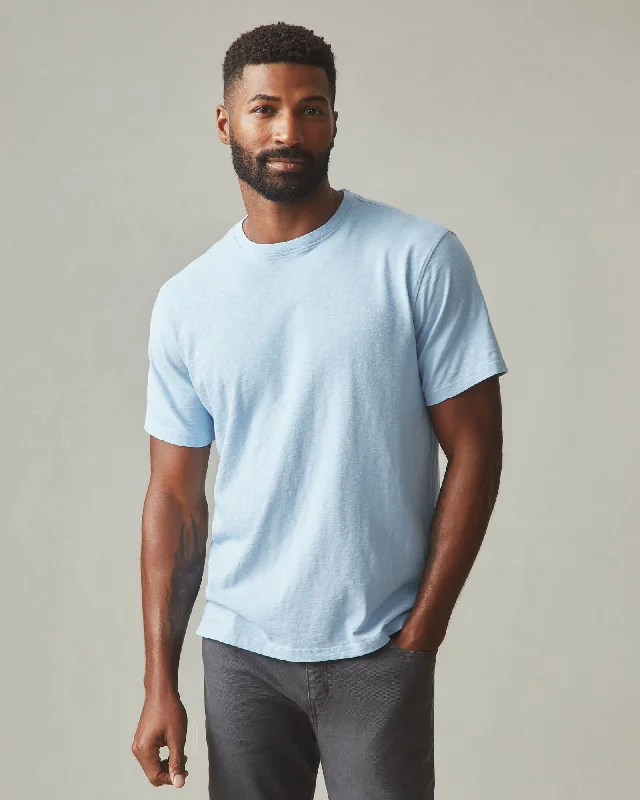 simple short sleeve t-shirt for everyday wear -Premium Slub Crew Tee - Powder Blue