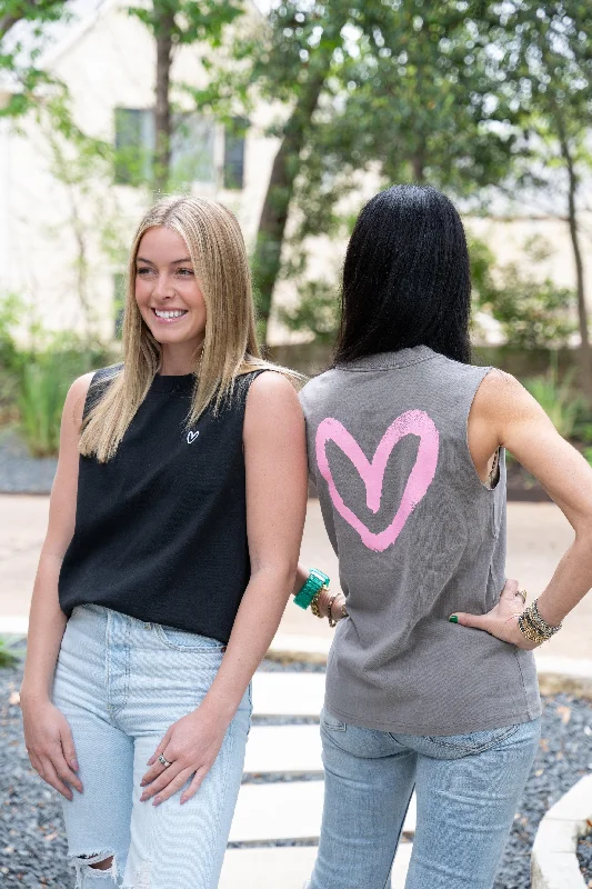 short sleeve t-shirt with logo -Imperfect Heart Muscle Tank