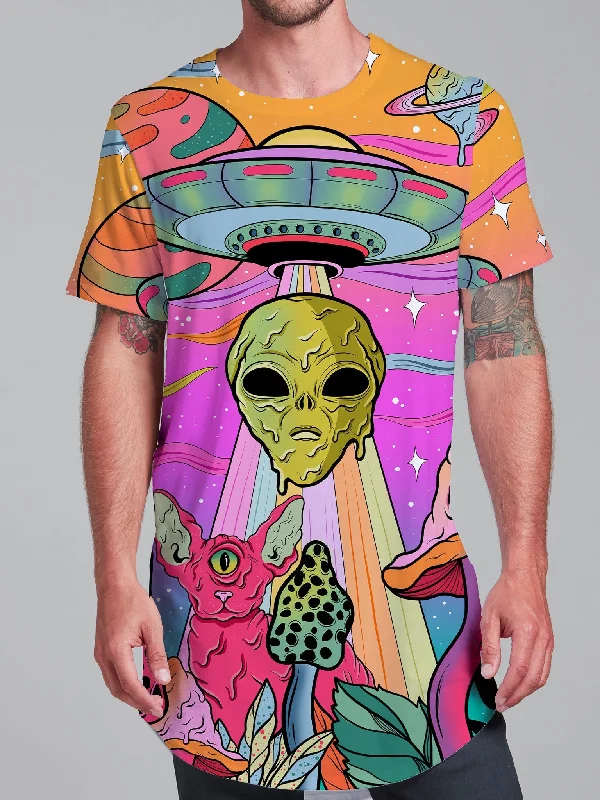 trendy men’s short sleeve t-shirt -Neon Alien Invasion (Dawn) Unisex Tall Tee