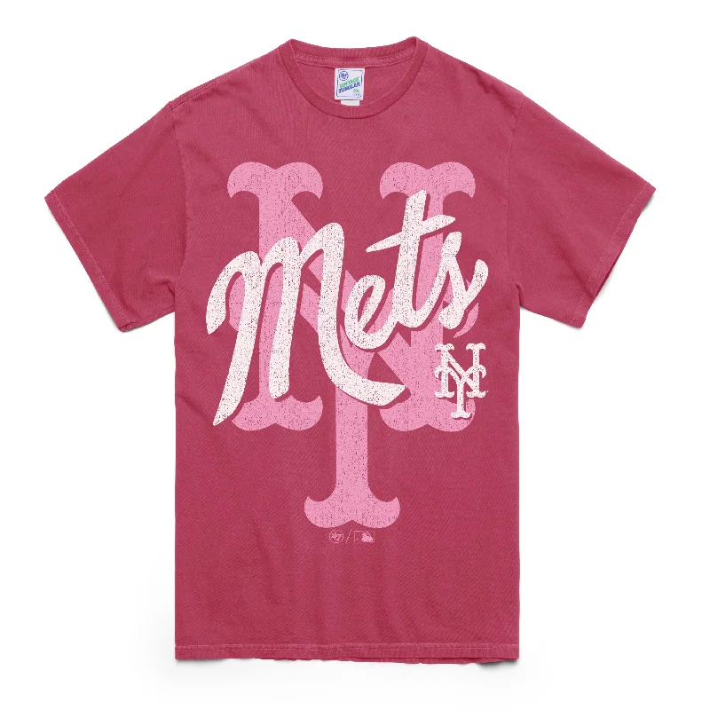 comfortable short sleeve shirt for work -NEW YORK METS DOPAMINE TRADITION VINTAGE '47 TUBULAR BOYFRIEND TEE WOMENS