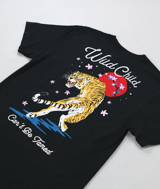 sporty short sleeve polo shirt -Wild Child Tiger Blossom Boyfriend Tee