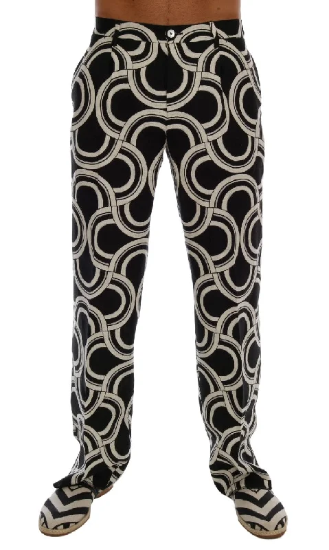 comfortable sweatpants for women -Dolce & Gabbana Sleek Patterned Slim-Fit Men's Trousers