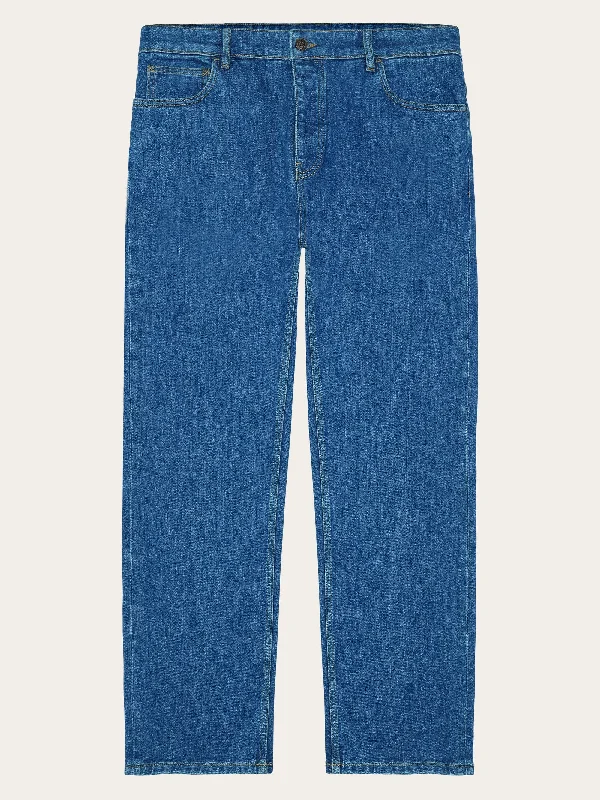 slim waist pants for women -FLINT wide denim jeans mid blue - GOTS/Vegan - Medium Blue