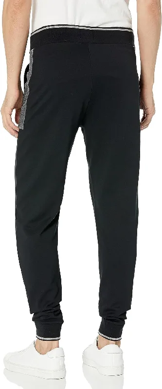 stretch fit pants for women -HUGO BOSS Men Embroidered Logo Cotton Blend Joggers Black Grease Track Pants