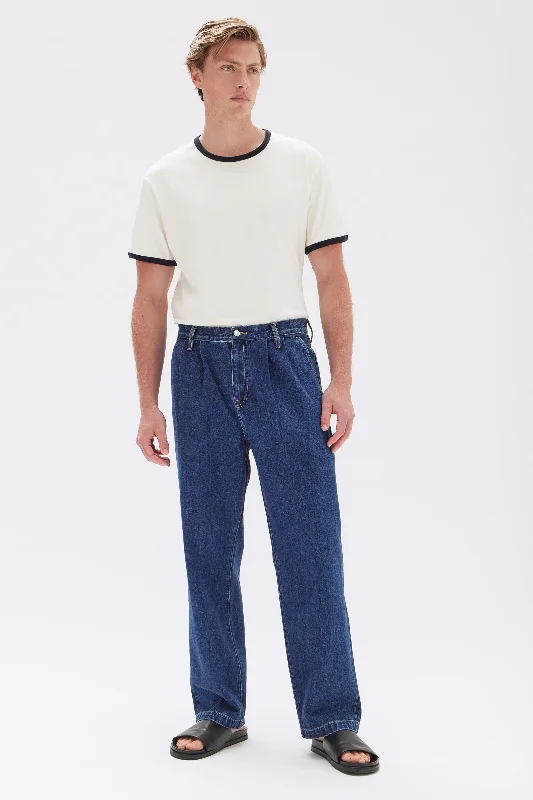 men's jogger pants -Mens Relaxed Pleated Jean