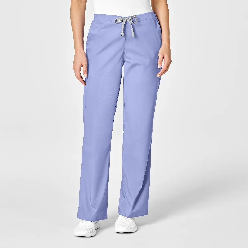 fleece lined pants for winter -WonderWORK Women's Flare Leg Scrub Pant - Ceil Blue