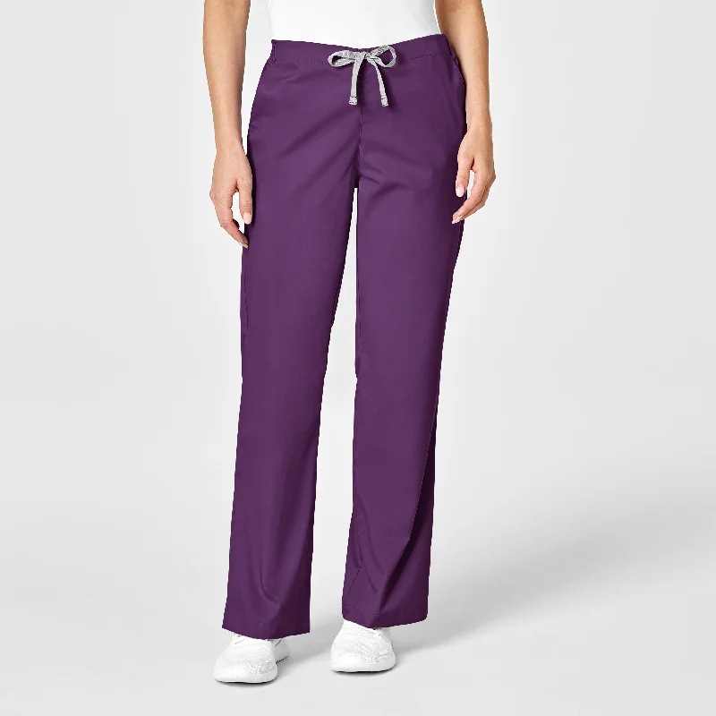 color block pants for women -WonderWORK Women's Flare Leg Scrub Pant - Eggplant