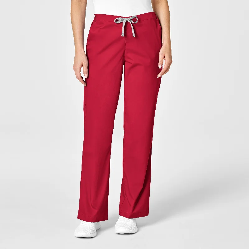 vintage pants for women -WonderWORK Women's Flare Leg Scrub Pant - Red